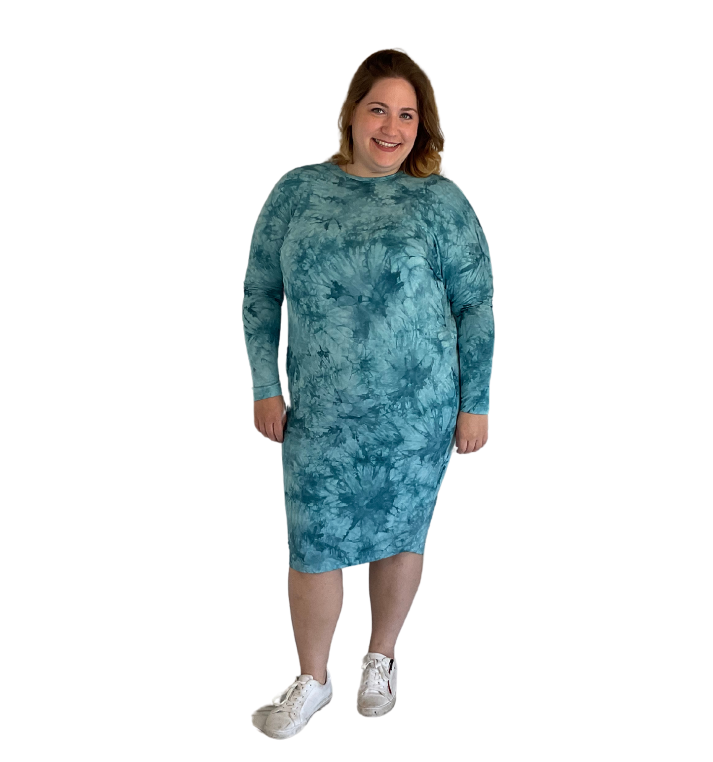 Dolman teal tie dye dress