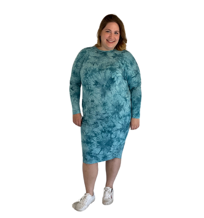 Dolman teal tie dye dress