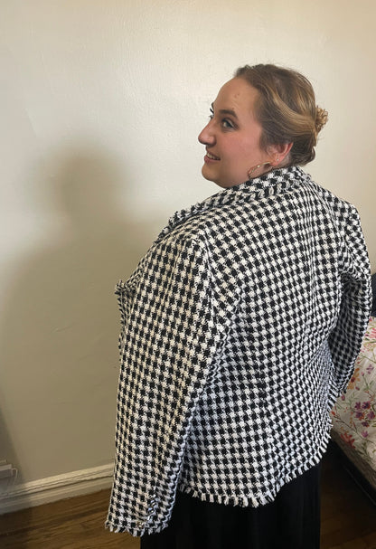 Plus size plaid blazer