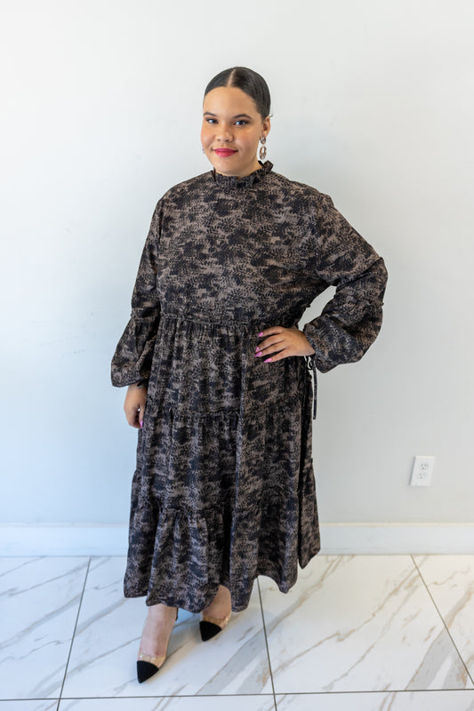 plus size, modest ruffled dress