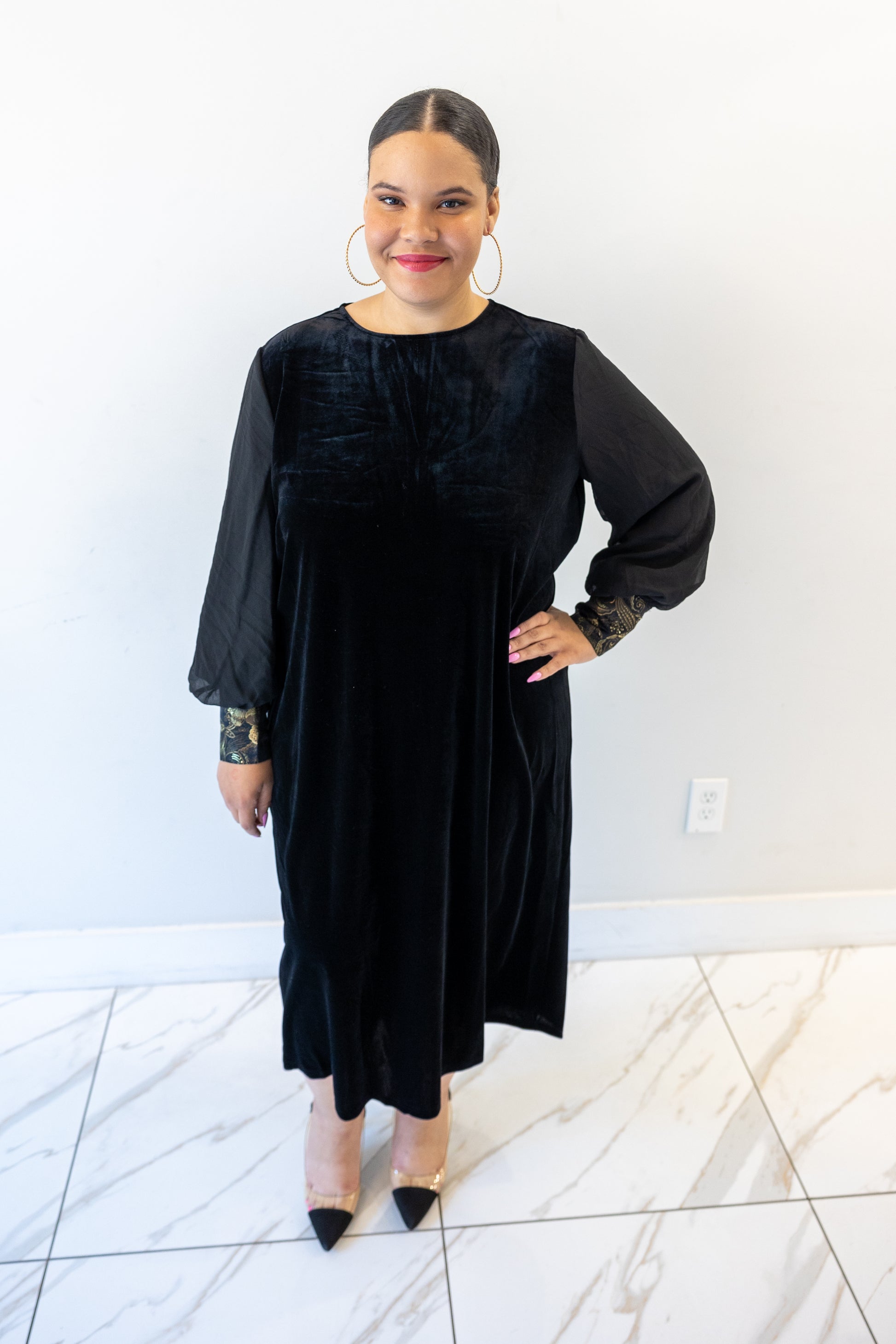 plus size, modest velvet dress