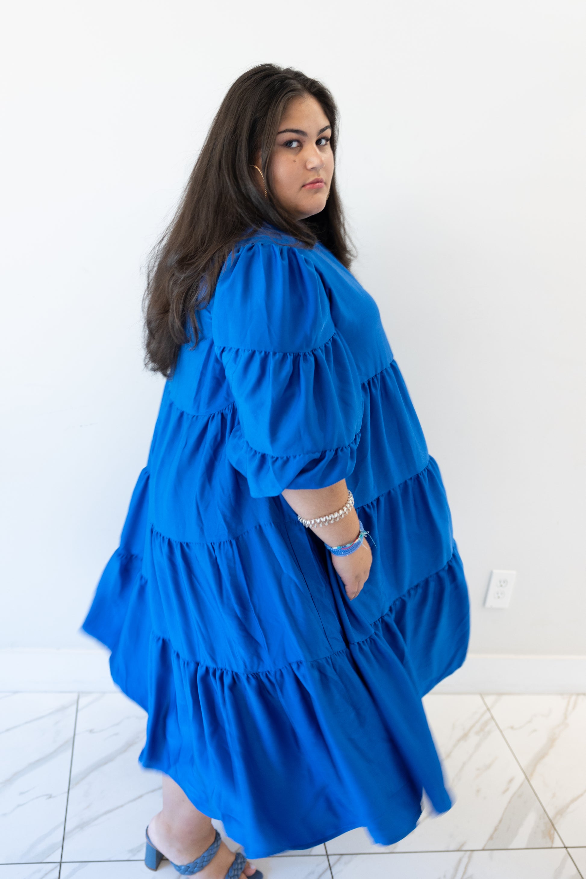 plus size modest ruffle dress