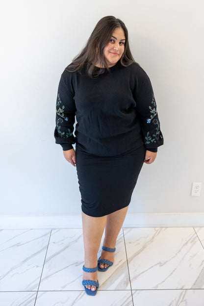 plus size, modest embroidered sweater 