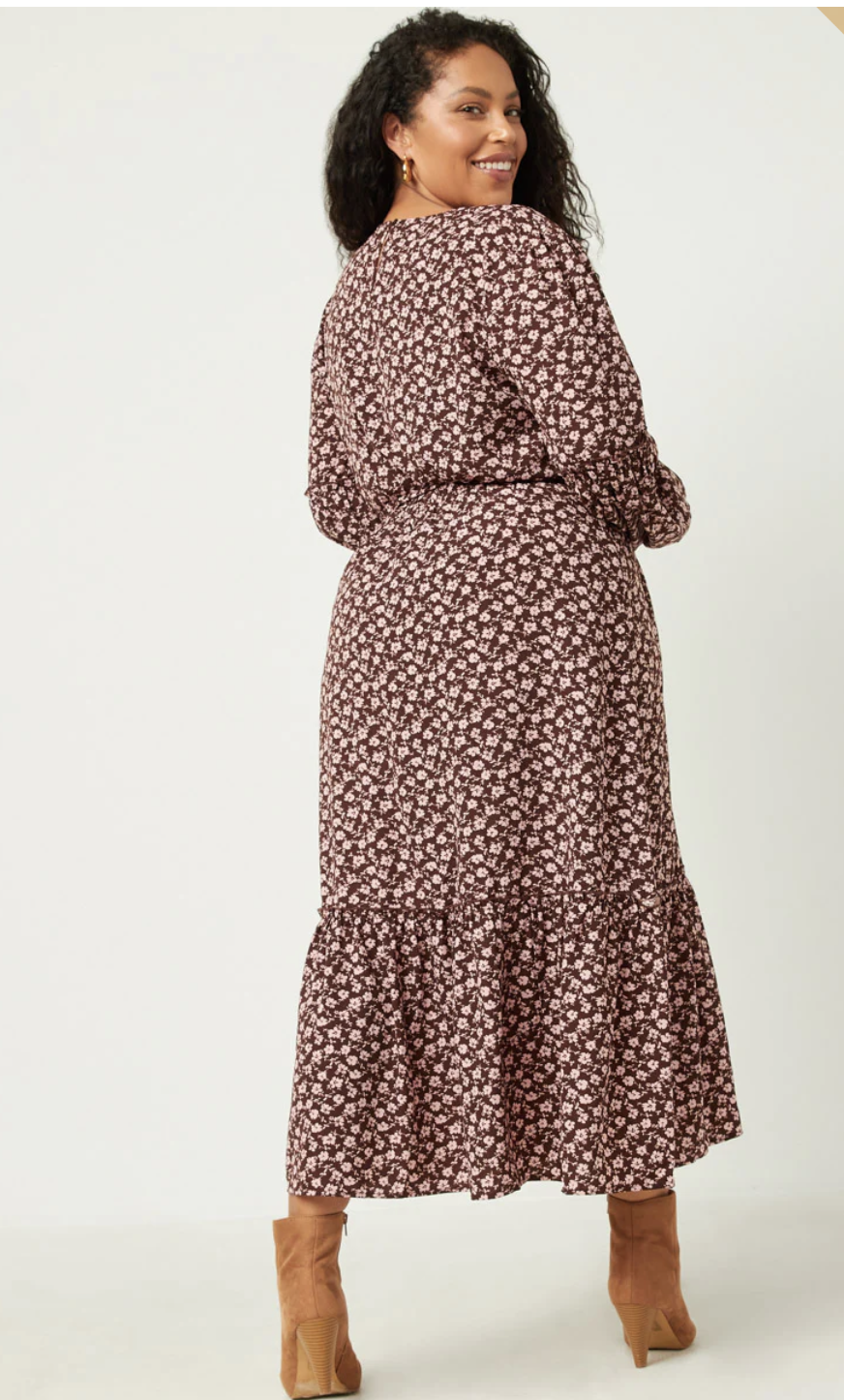 plus size modest ruffled dress