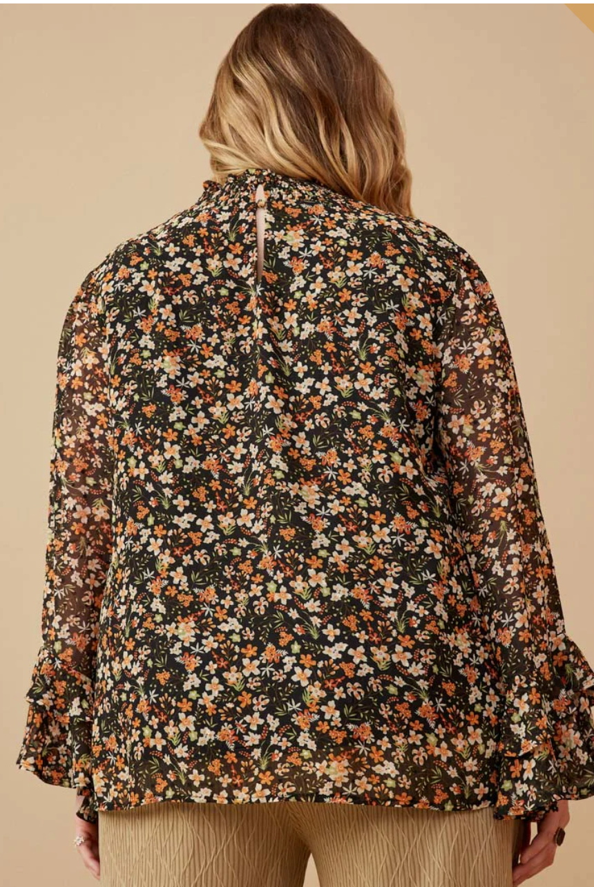 plus size modest floral blouse