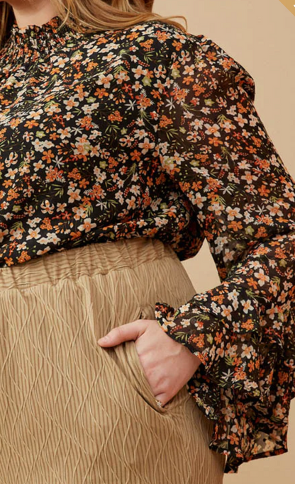 plus size modest floral blouse