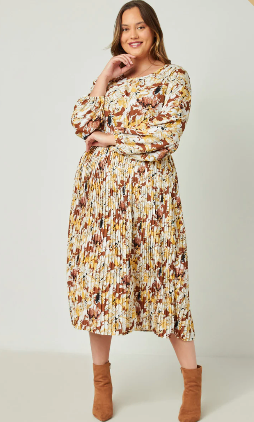 Plus Size Floral-Print Midi Dress