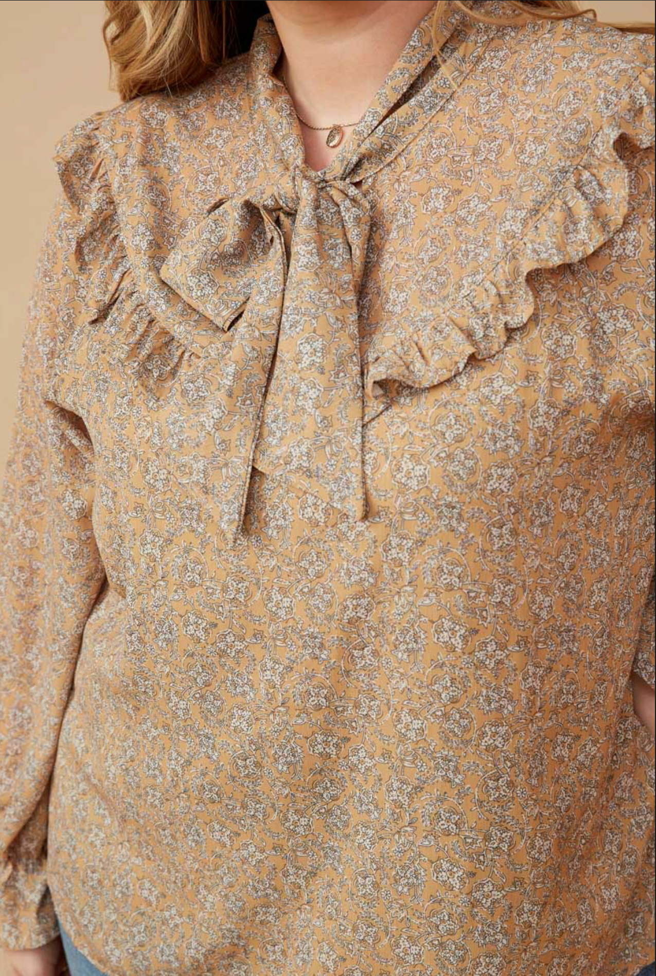 Ditsy Floral Bib Blouse With Tie