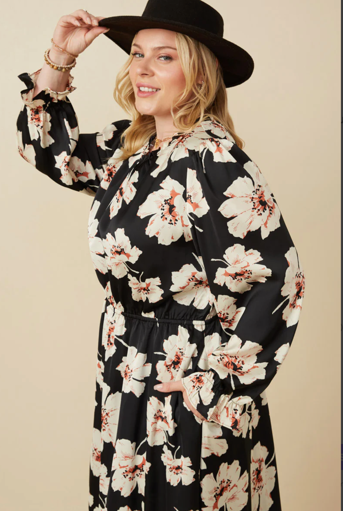 Plus size floral modest dress