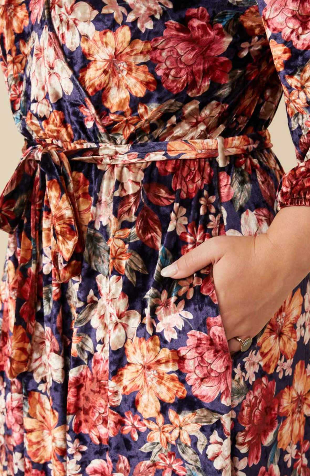 Plus size velvet  floral dress