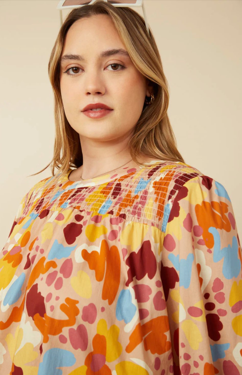 Abstract Floral Smocked Yoke Top - The Perfect Fitt