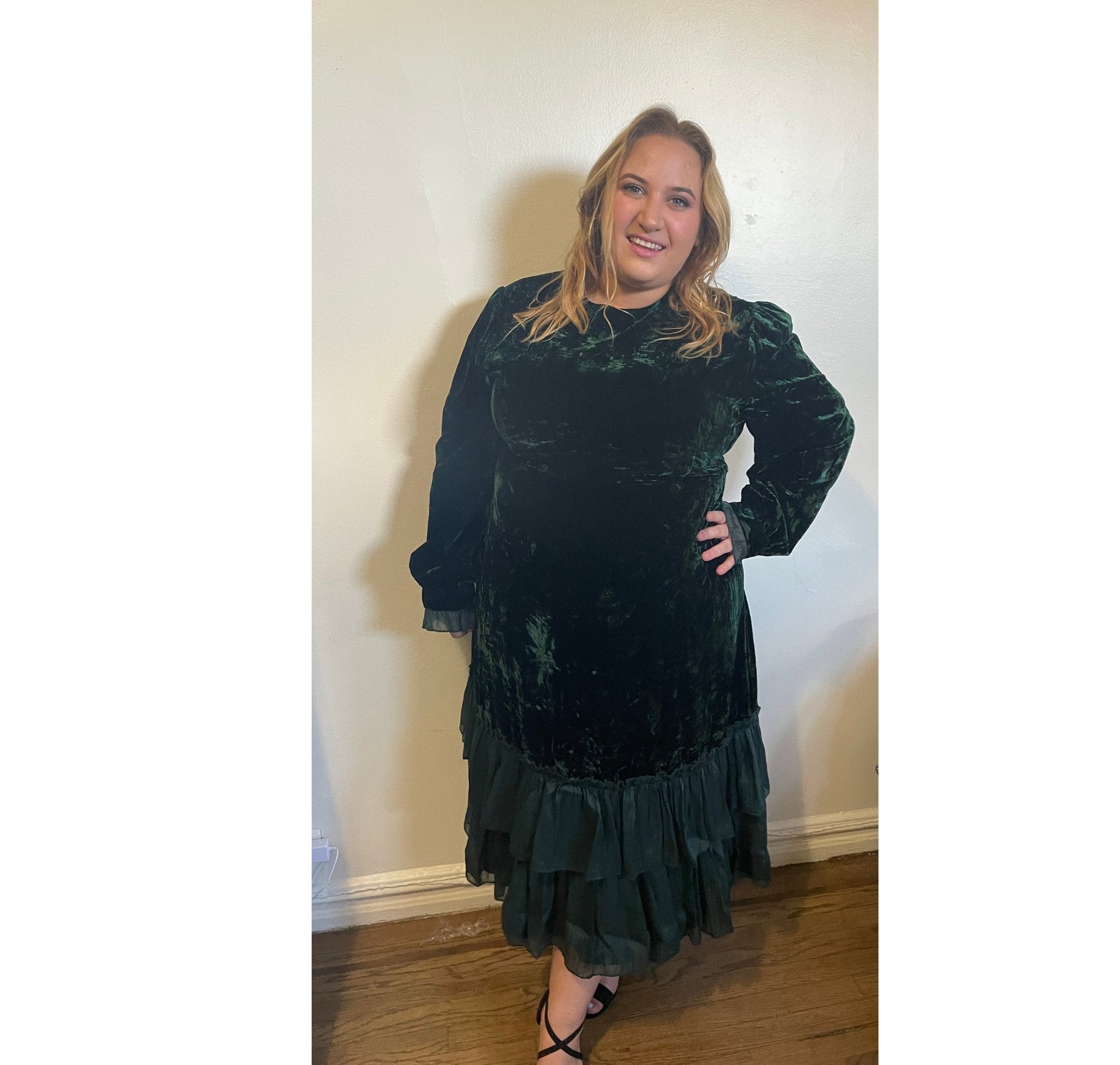 Crushed velvet Low Ruffle Dress - The Perfect Fitt