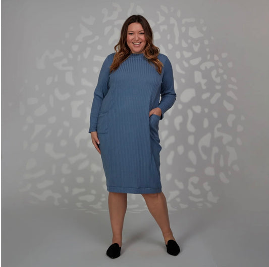 plus size ribbed pocket modest dress