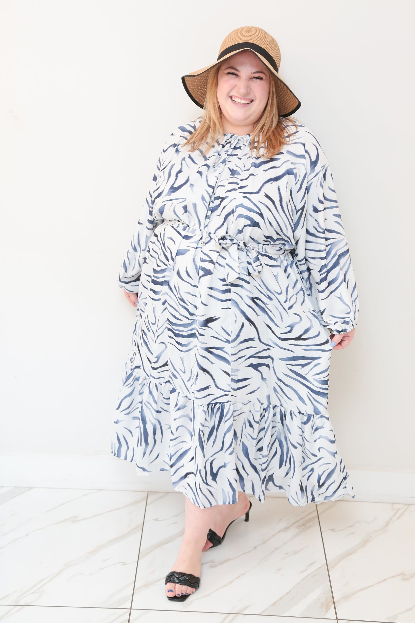 plus size modest ruffle dress