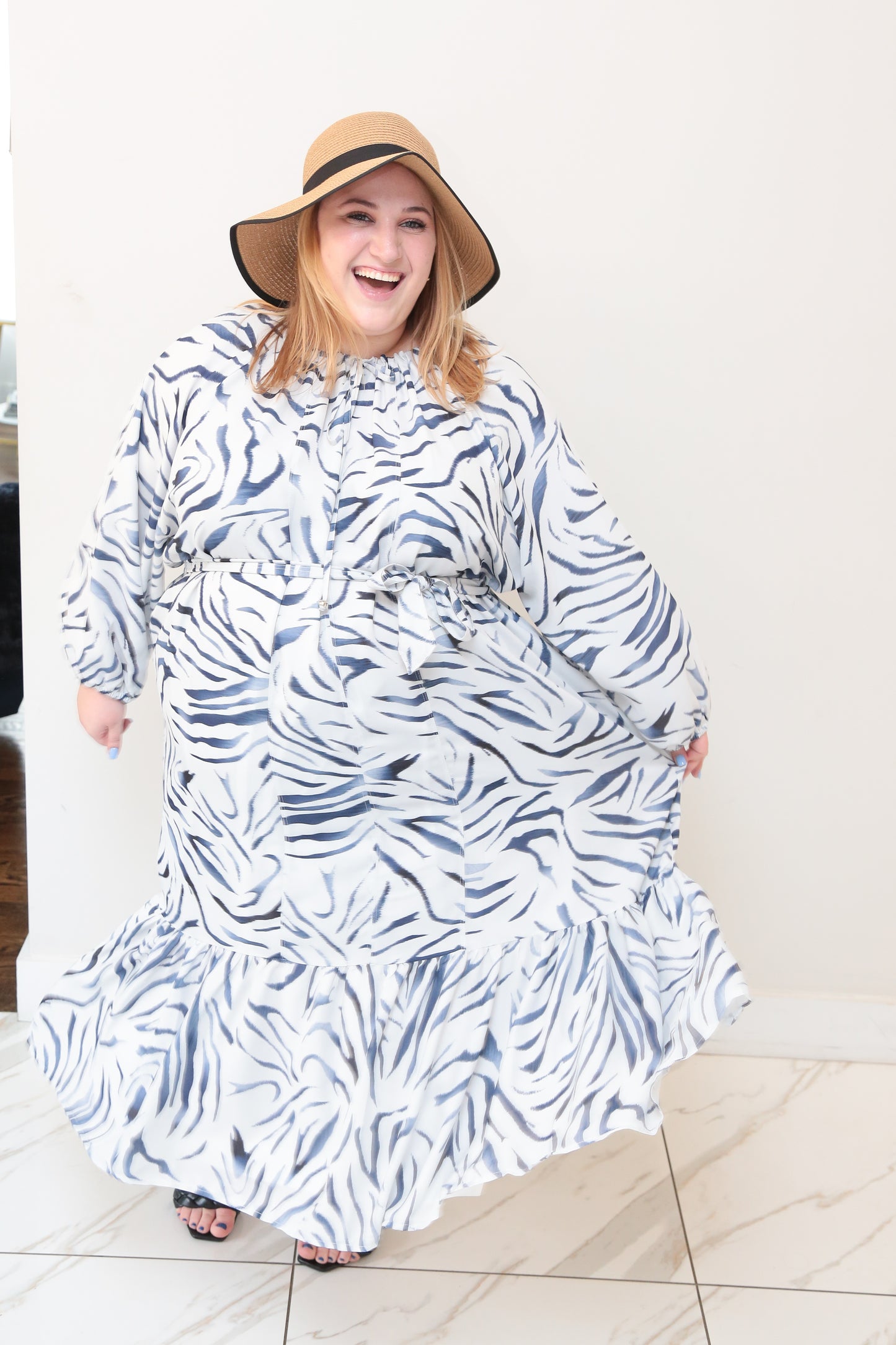 plus size modest ruffle dress