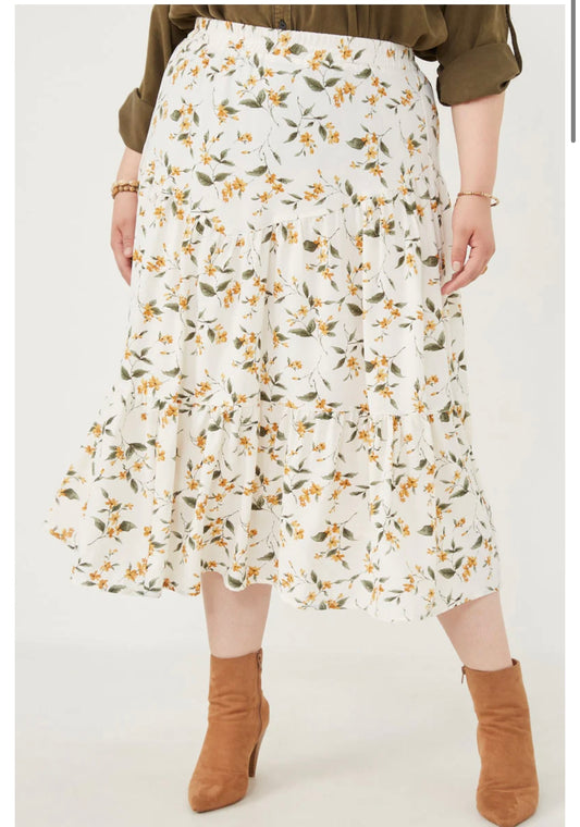 plus size floral midi skirt